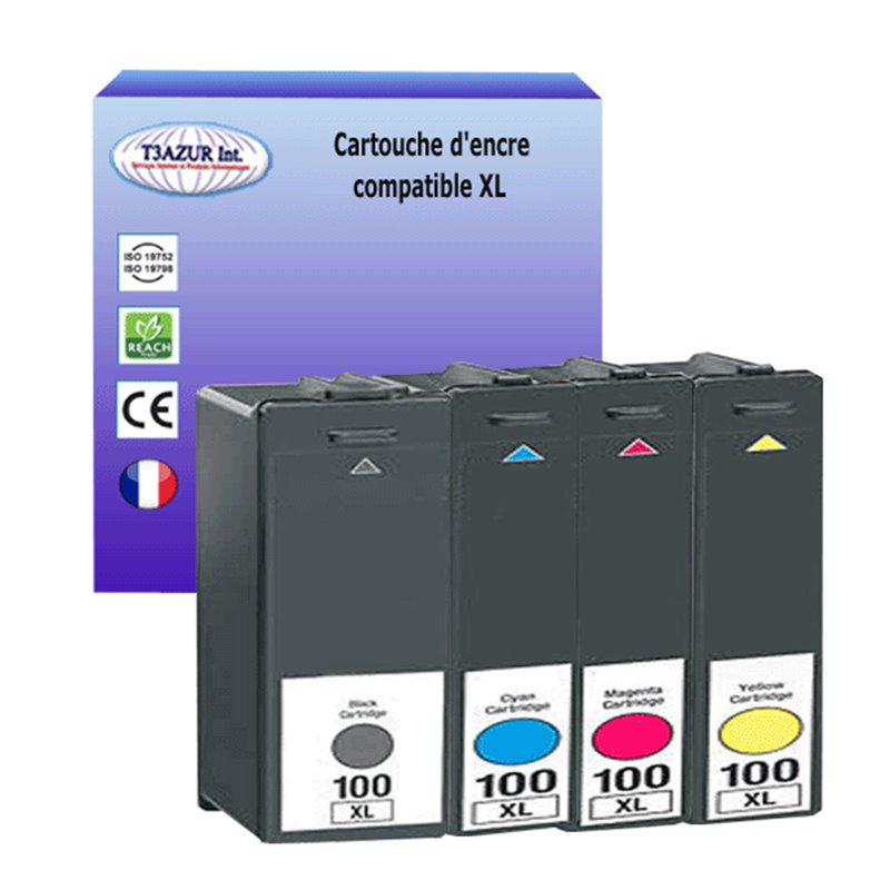 Lot de 4 Cartouches compatibles Lexmark 100XL