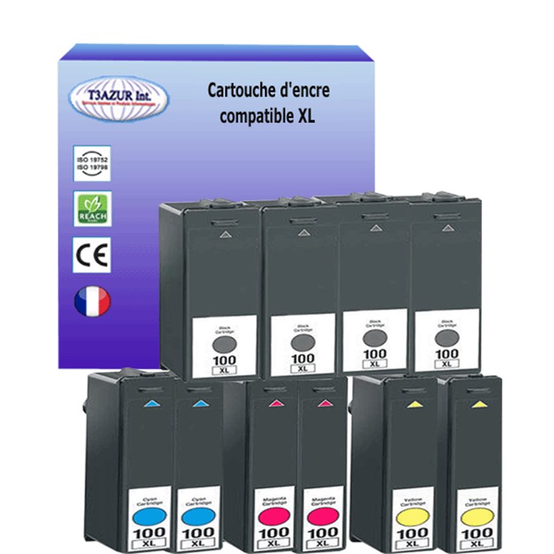 Lot de 10 Cartouches compatibles Lexmark 100XL