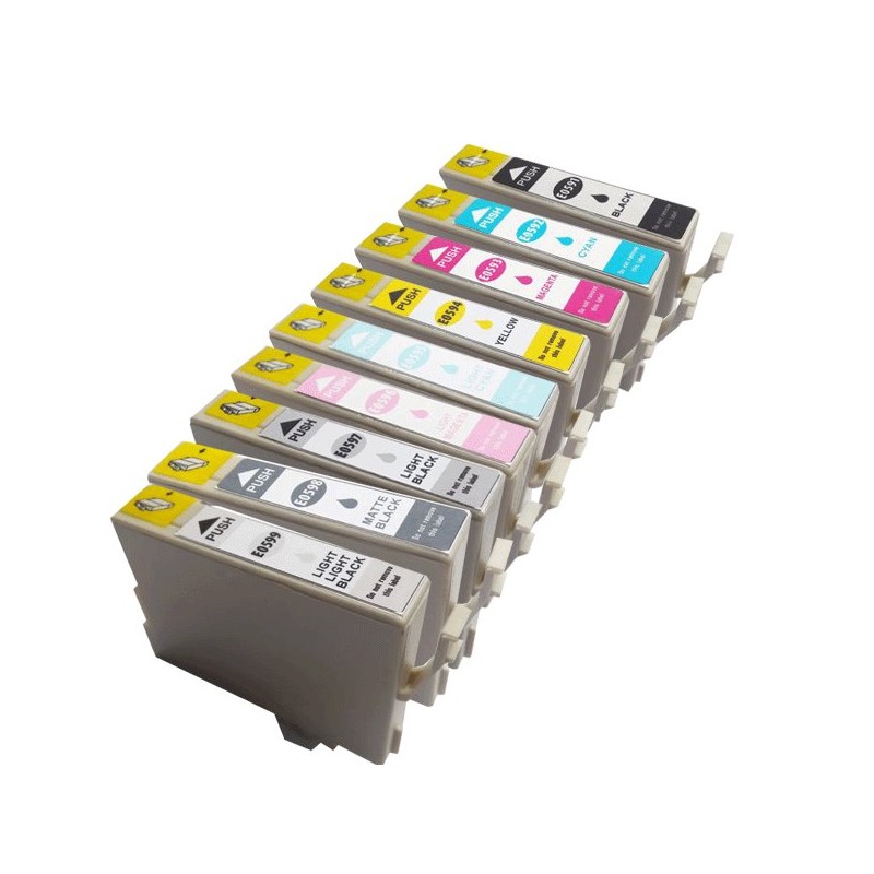 Lot de 9 Cartouches compatible Epson T0591 - T0599 Lot de 9 Cartouches compatible Epson T0591 - T0599