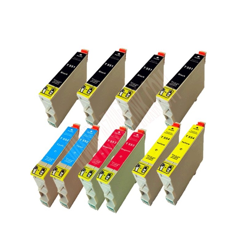 Lot de 10 Cartouches compatibles Epson T0551 - T0554 Lot de 10 Cartouches compatibles Epson T0551 - T0554