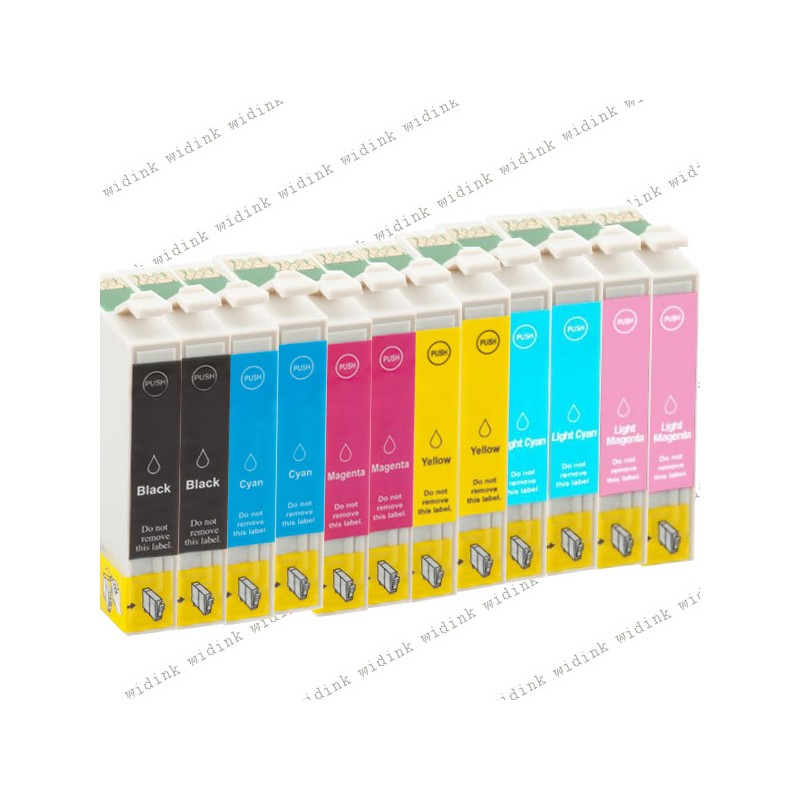 Lot de 12 Cartouches compatibles Epson T0791 - T0796 Lot de 12 Cartouches compatibles Epson T0791 - T0796