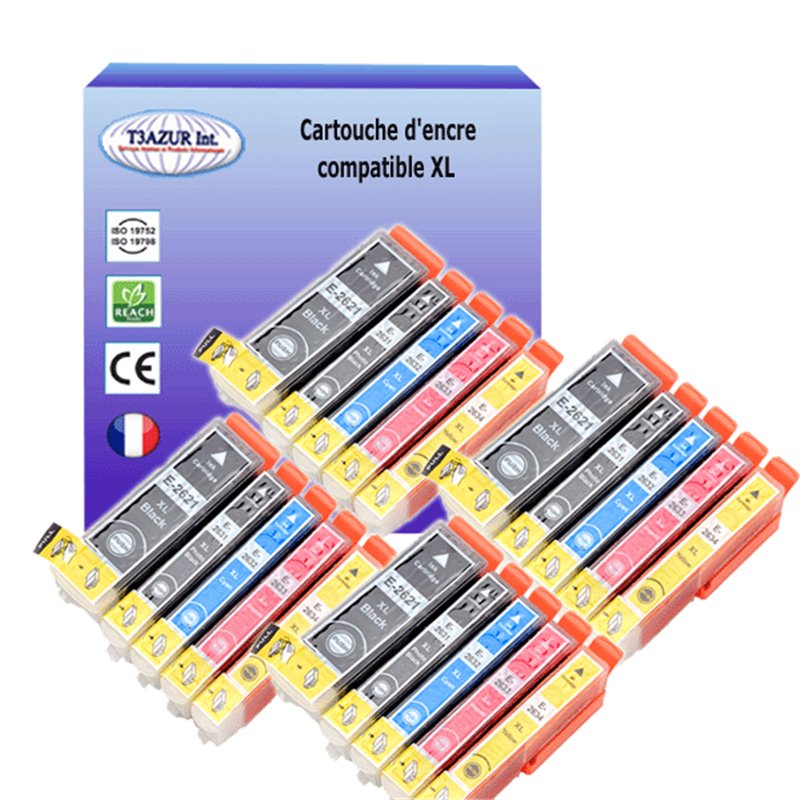 Lot de 20 Cartouches compatibles Epson T2621 - T2634 Lot de 20 Cartouches compatibles Epson T2621 - T2634