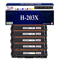 Lot de 5 Toners compatibles HP CF540X/ CF541A / CF542A / CF543A (203X/203A)