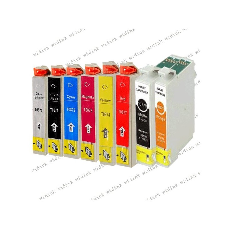 Lot de 8 Cartouche compatible Epson T0870 - T0879