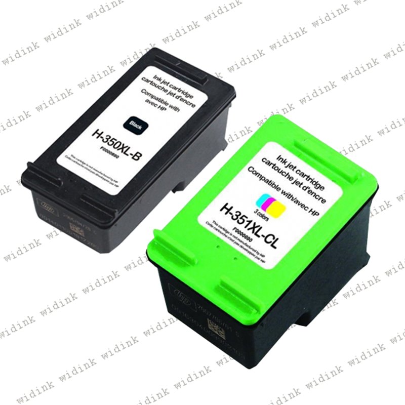 Lot de 2 Cartouches compatibles HP 350XL + HP 351XL - Noire et Couleur - 25ml + 18ml