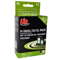 Uprint - Lot de 2 Cartouches compatibles HP 350XL + HP 351XL - Noire et Couleur - 35ml + 21ml