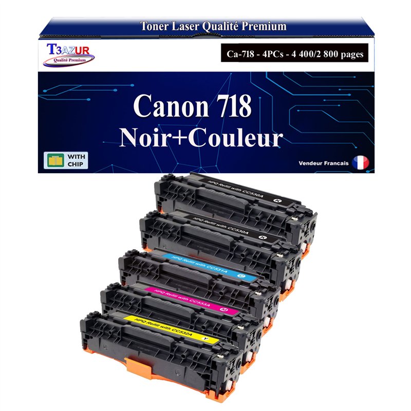 Lot de 5 Toners compatibles Canon 718