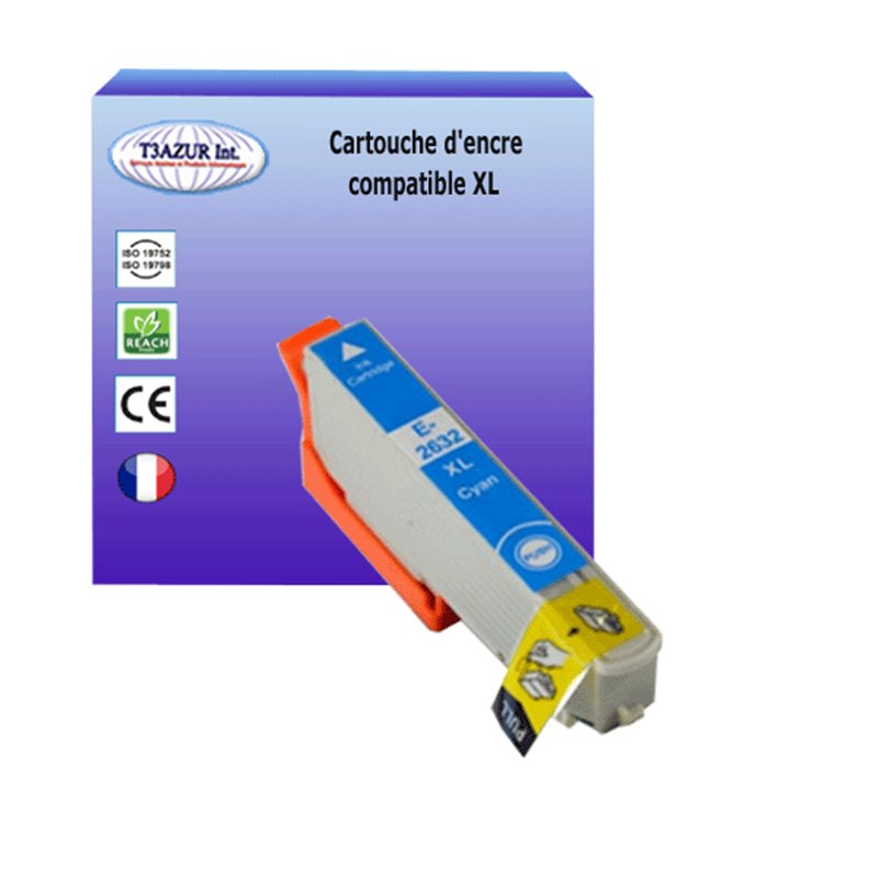 Cartouche compatible Epson T2632/T2612/26XL (C13T26324010/C13T26124010) - Cyan -12ml